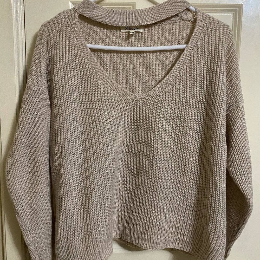 Miracle Oversized Collar Knit Cream Sweater
